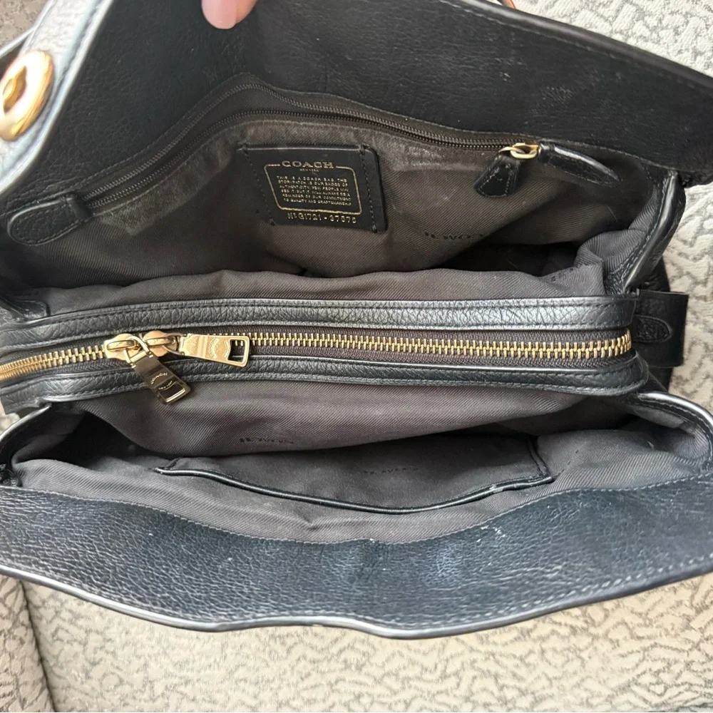 Coach Mercer 30 Satchel in Black Grain Leather with Gold Hardware
